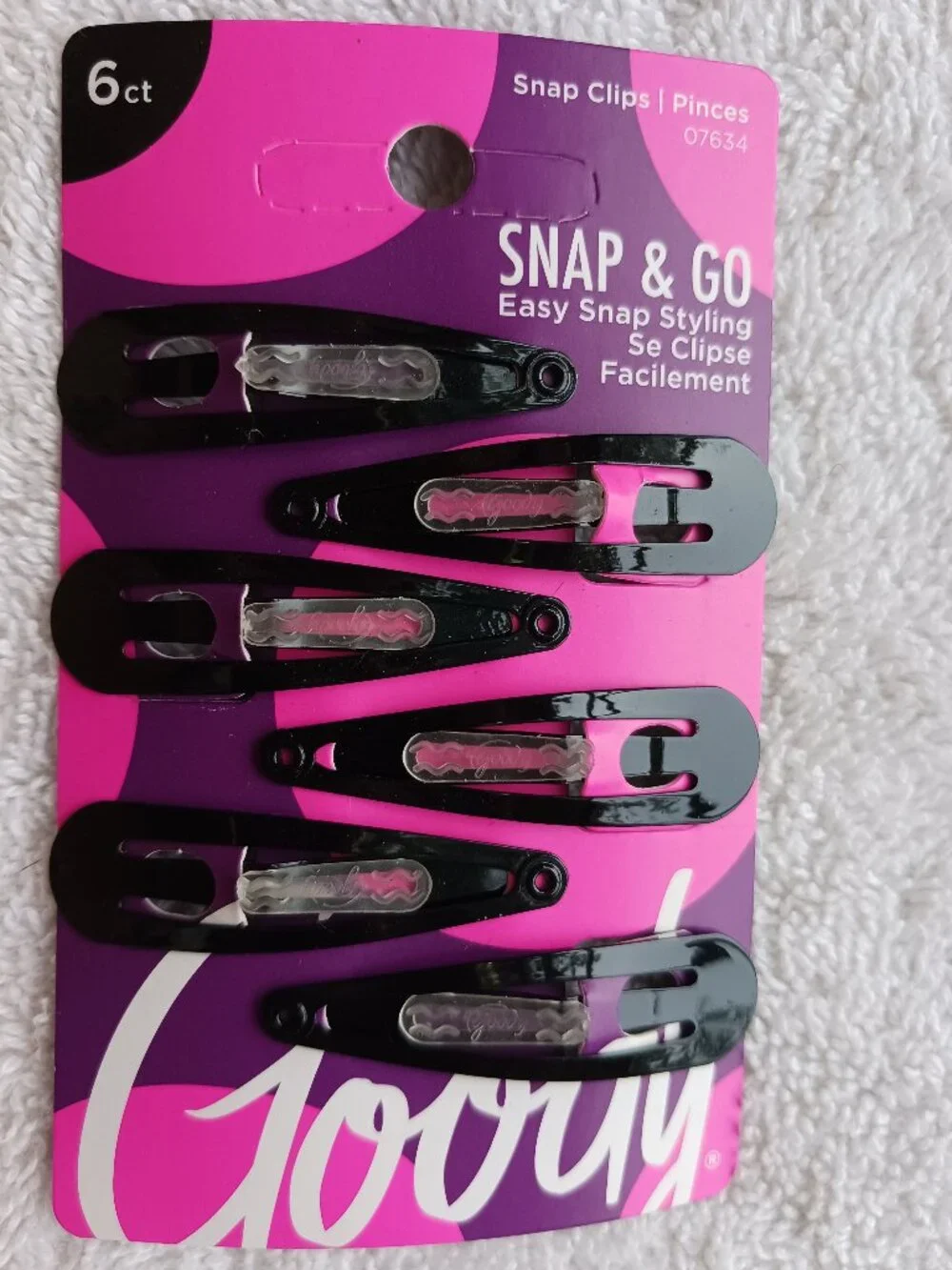 6 Black Goody Stay Put Slide Proof Hair Snap Clips Secure Hold Clips Metal Bonus